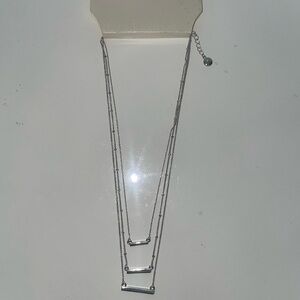 Versona Triple Bar Layered Silver Necklace